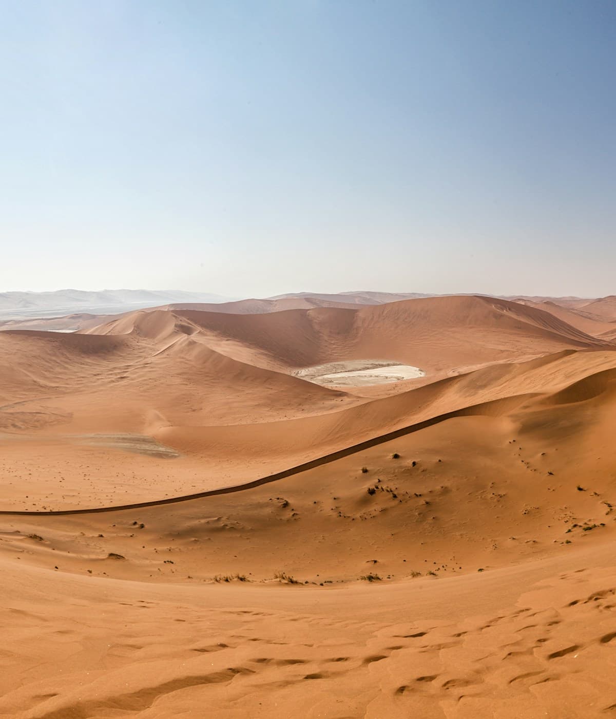Sweeping orange sand dunes in Namibia's Namib Desert